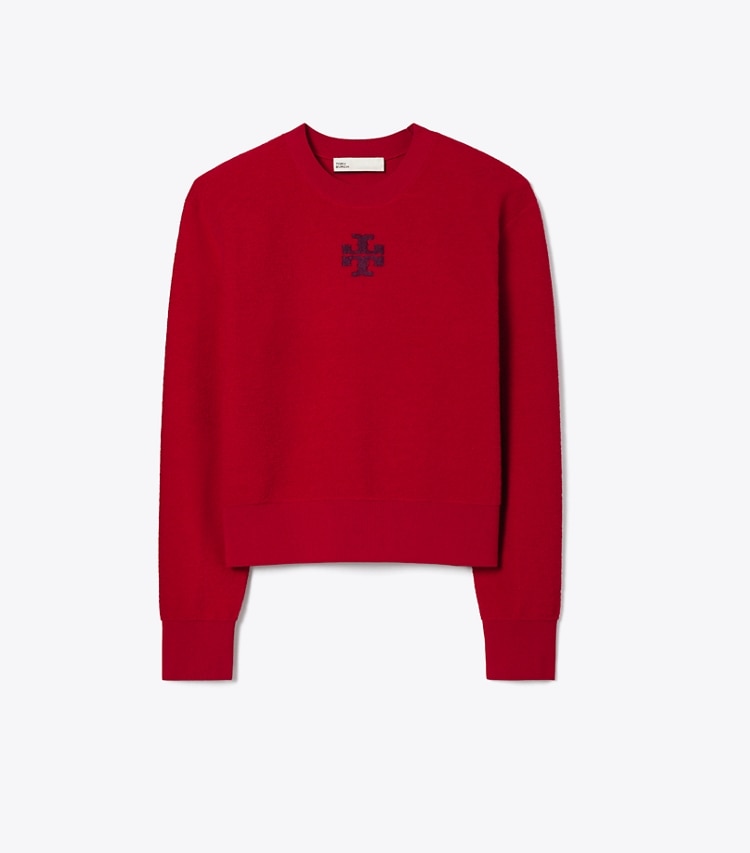 Tory Burch designer セーター ウール ロゴセーター in Toucan Red front