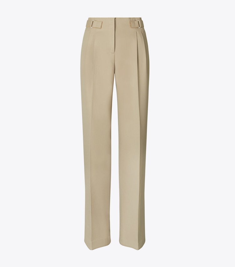 Tory Burch designer bottoms Wool Pant in Silver Taupe front