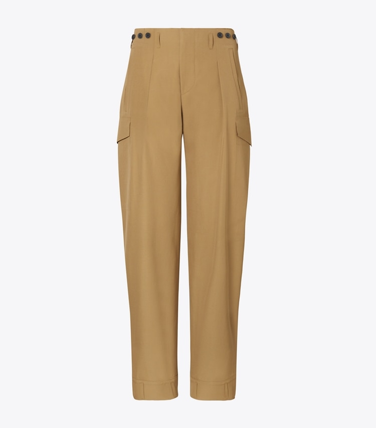 Tory Burch designer bottoms Wool Pant in Dark Sandalwood front