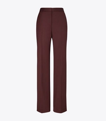 Tory Burch designer bottoms Wool Pant in Dark Sangria front
