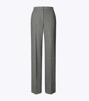 Tory Burch designer bottoms Wool Pant in Dark Gray Melange front