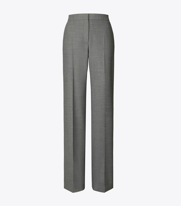Tory Burch designer bottoms Wool Pant in Dark Gray Melange front