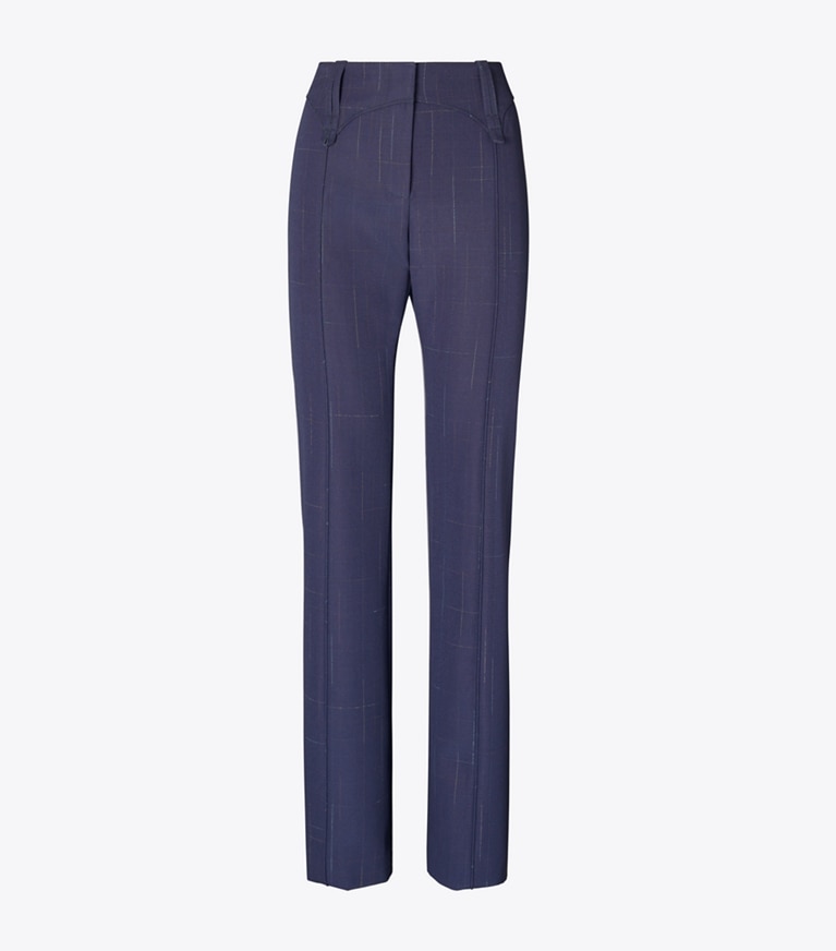 Tory Burch designer bottoms Wool Pant in Steel front