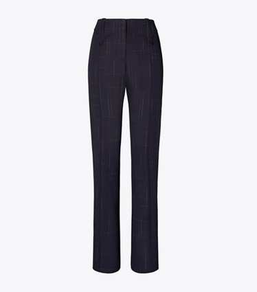 Tory Burch designer bottoms Wool Pant in Dark Navy / Copper front