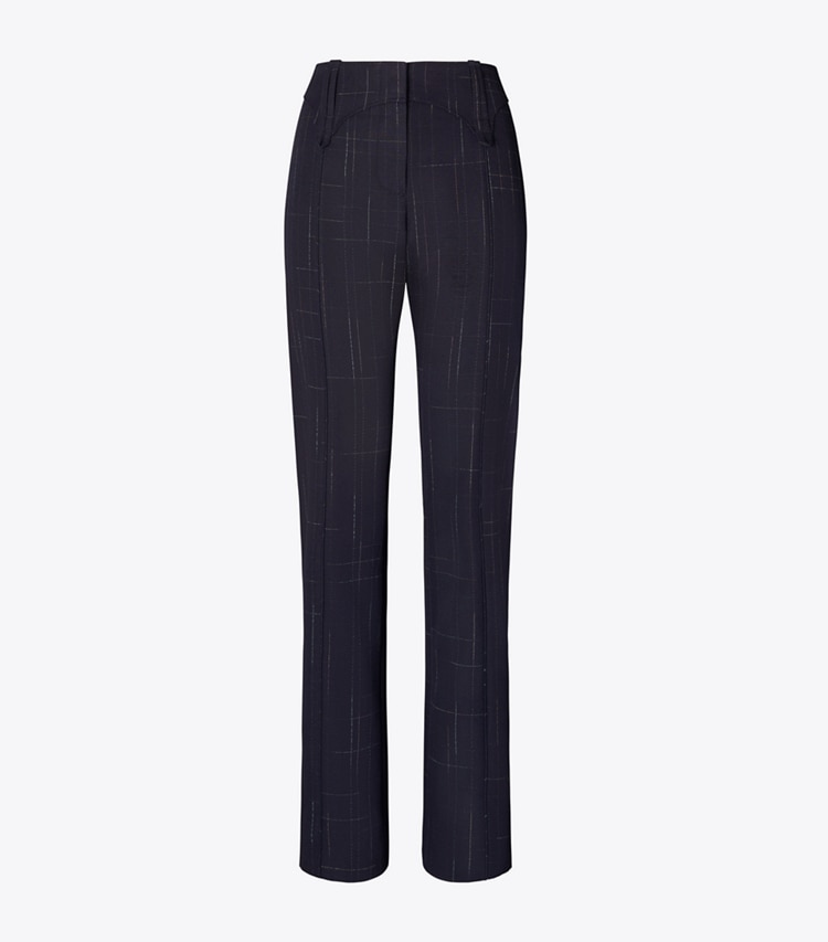Tory Burch designer bottoms Wool Pant in Dark Navy / Copper front