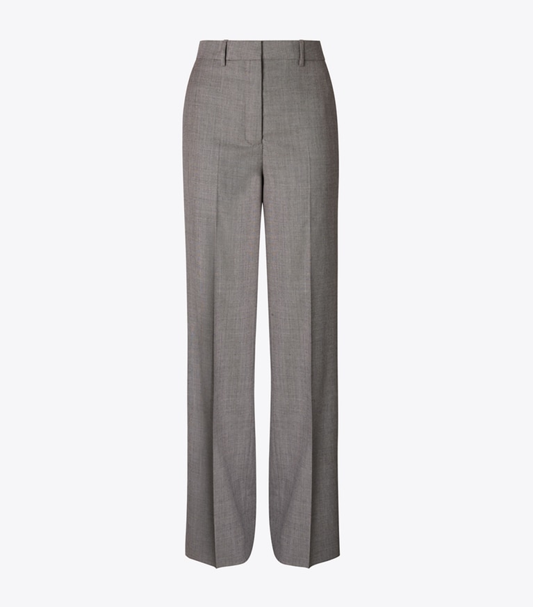 Tory Burch designer bottoms Wool Pants in Black / Gray front