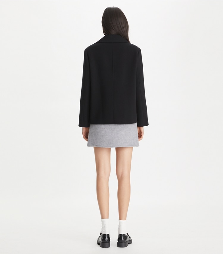 Tory Burch designer コート ウール ピーコート in Black on model back