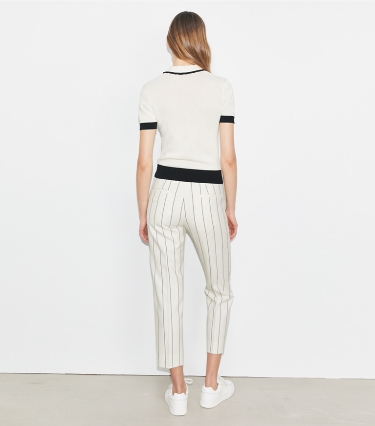 Tory Sport designer bottoms Wool Performance Golf Pant in New Ivory Light Stripe front