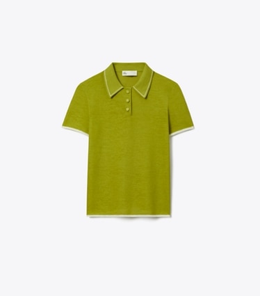 Tory Burch designer sweaters Wool Polo in Bright Green front
