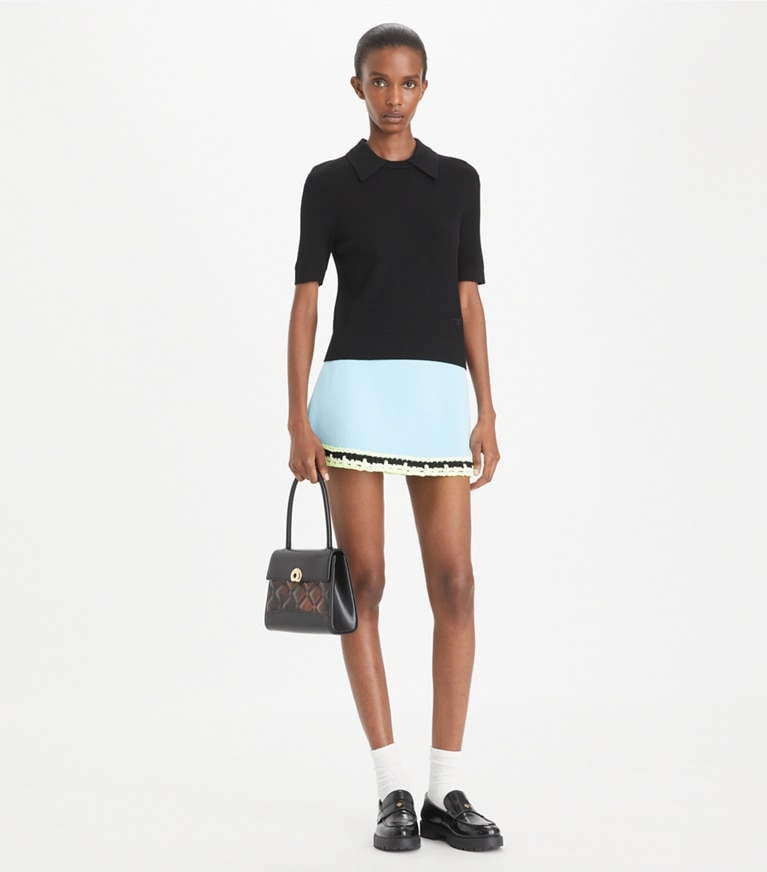 Tory Burch designer tops Wool Polo in Black front