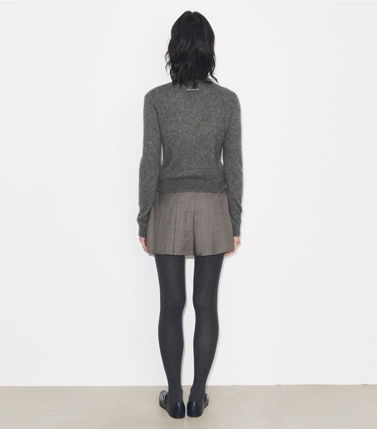 Tory Burch designer bottoms Wool Short in Black / Gray on model back