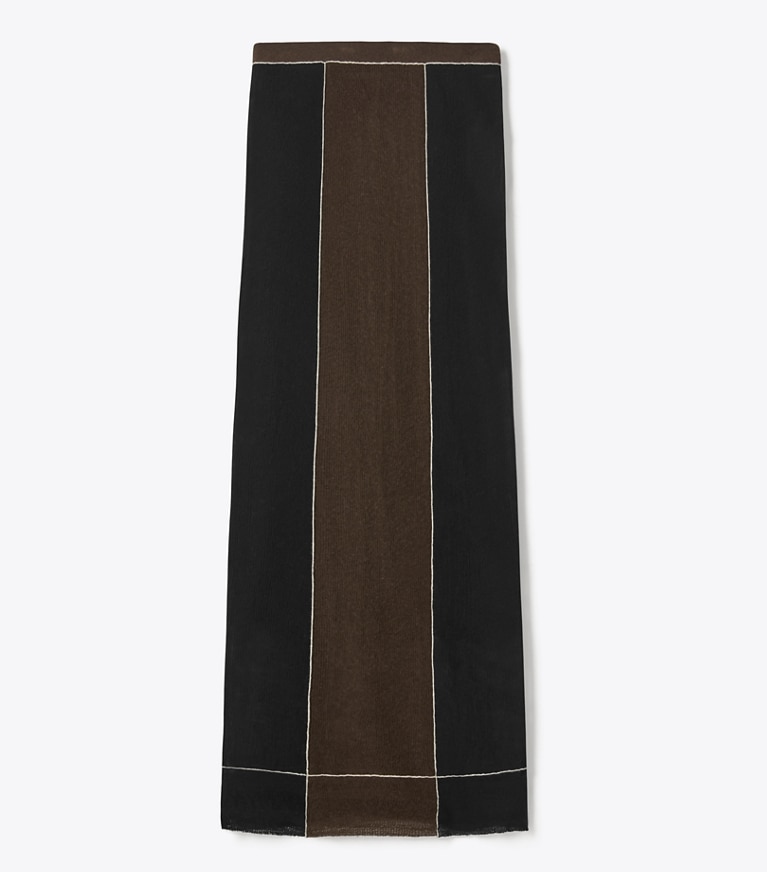 Tory Burch designer bottoms Wool Skirt in Black / Chocolate Brown front