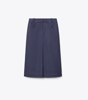 Tory Burch designer bottoms Wool Skirt in Steel front