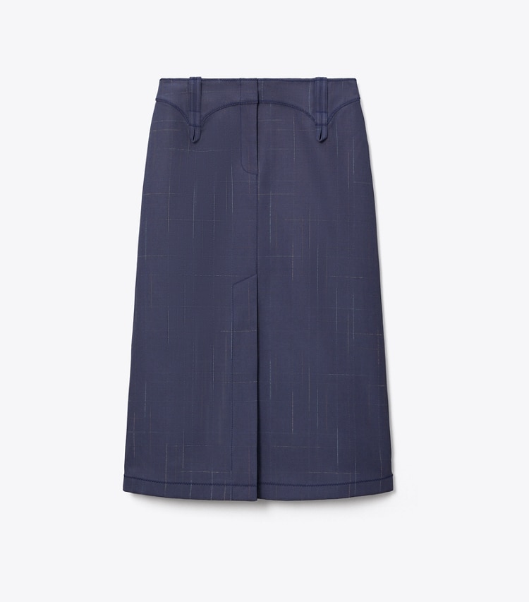 Tory Burch designer bottoms Wool Skirt in Steel front