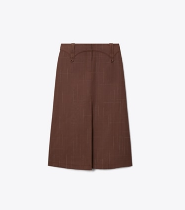 Tory Burch designer bottoms Wool Skirt in Chocolate front