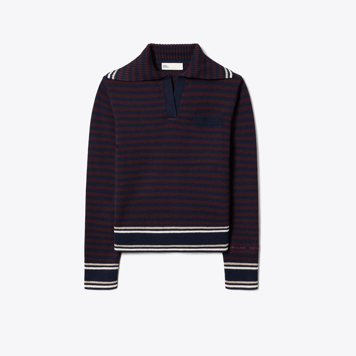 WOOL STRIPED COLLAR SWEATER