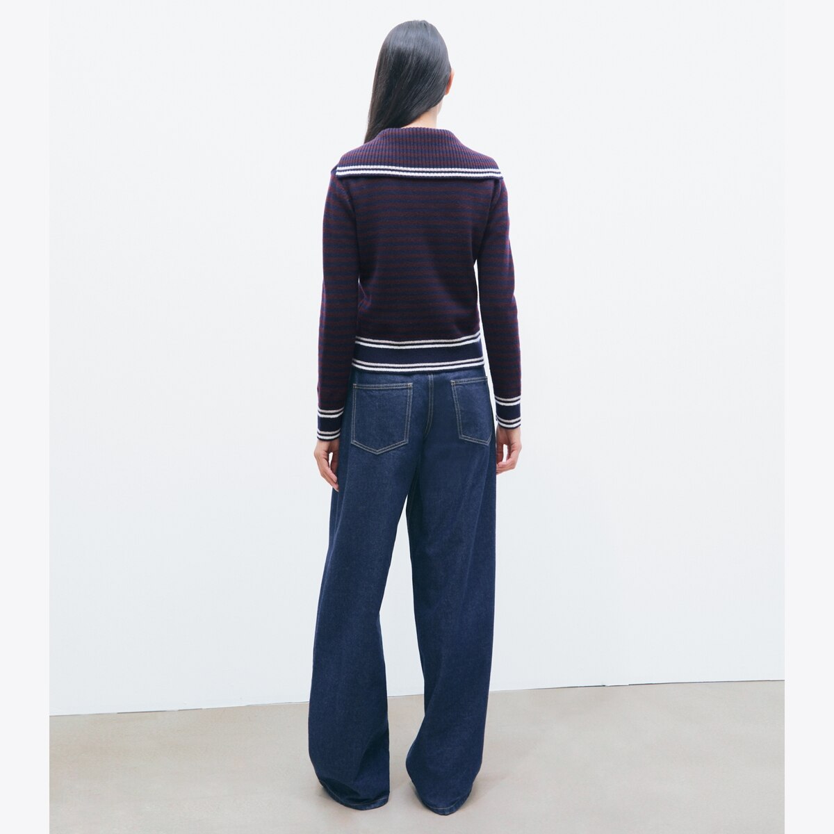 WOOL STRIPED COLLAR SWEATER - thumbnail 5