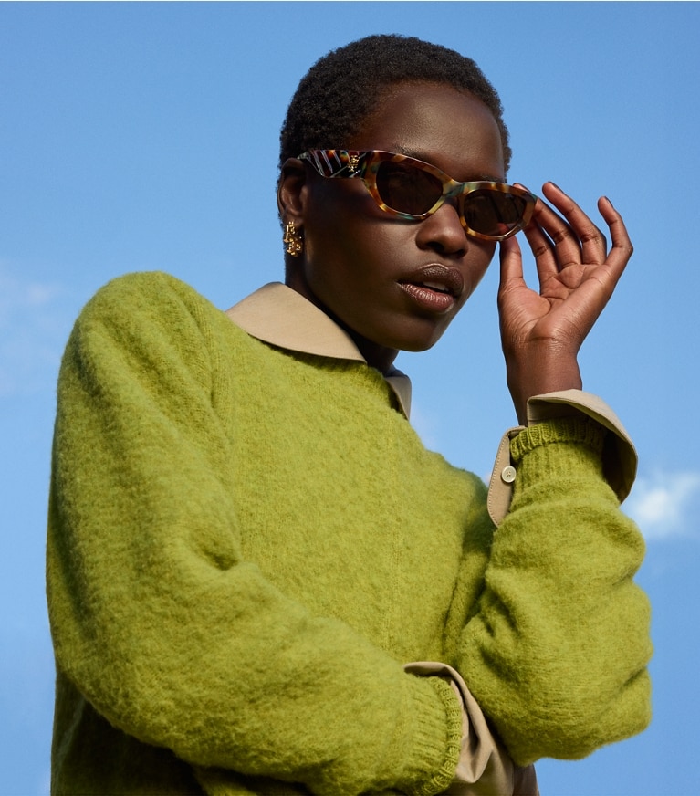 Tory Burch designer sweaters Wool Sweater in Avocado campaign