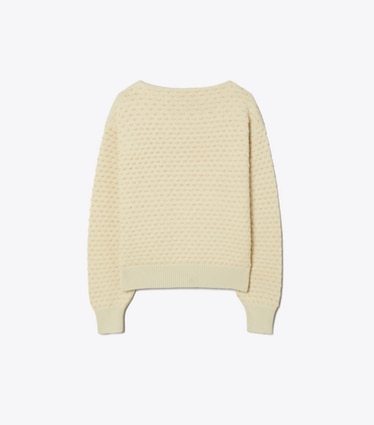 Tory Burch designer sweaters Wool Sweater in Pale Almond / Raffia front