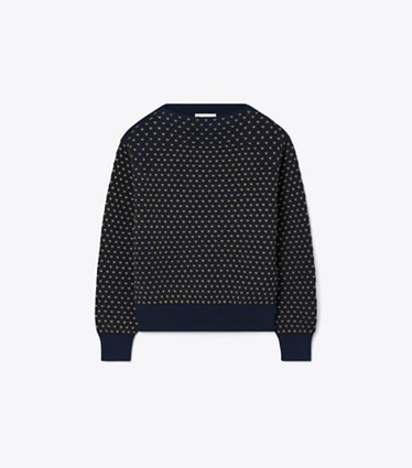 Tory Burch designer sweaters Wool Sweater in Navy / Raffia front