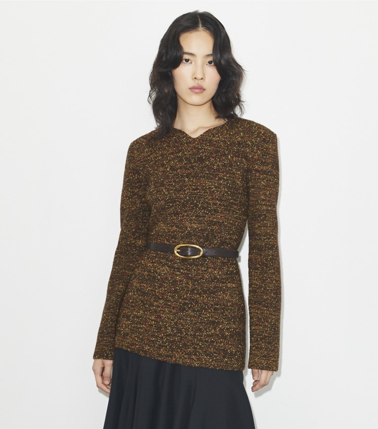 Tory Burch designer sweaters Wool Sweater in Dark Brown front