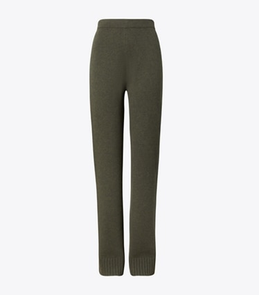 Tory Burch designer bottoms Wool Sweater Pant in Loden front