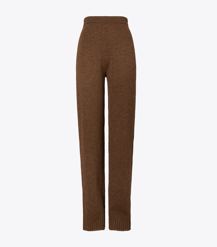 Tory Burch designer bottoms Wool Sweater Pant in Dark Roast front