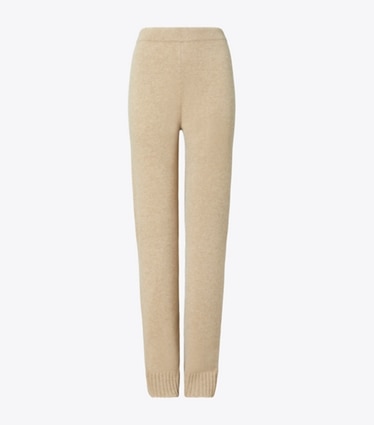 Tory Burch designer bottoms Wool Sweater Pant in Oatmeal Melange front