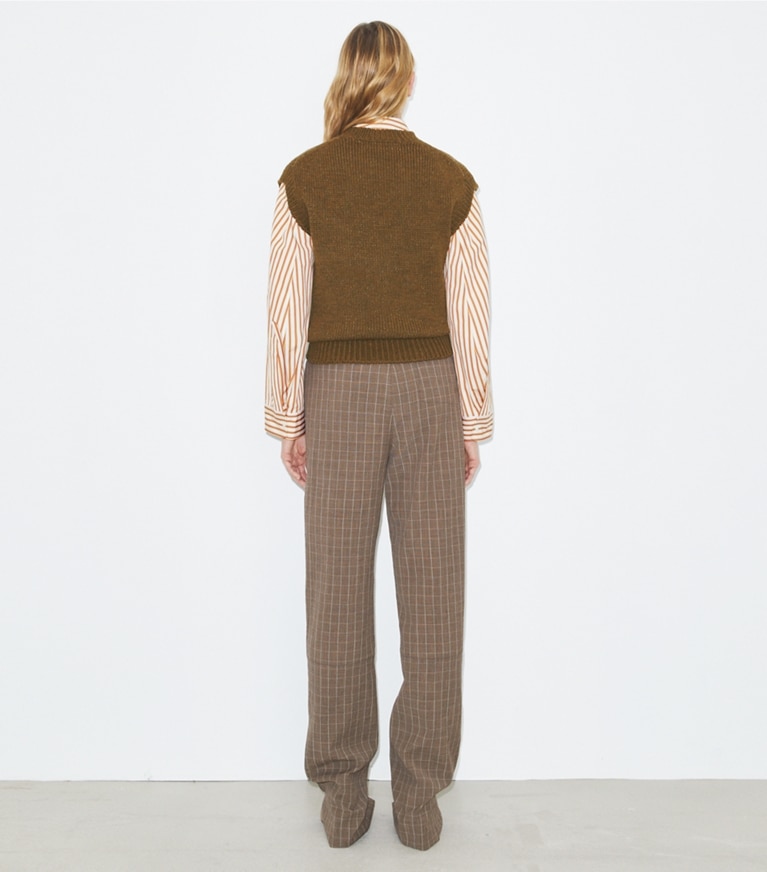 Tory Burch designer sweaters Wool Sweater Vest in Brown front