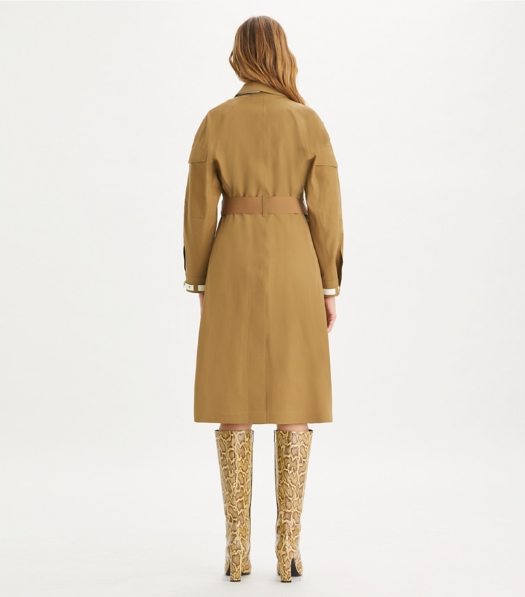 Tory Burch designer coats Wool Trench Coat in Dark Sandalwood front