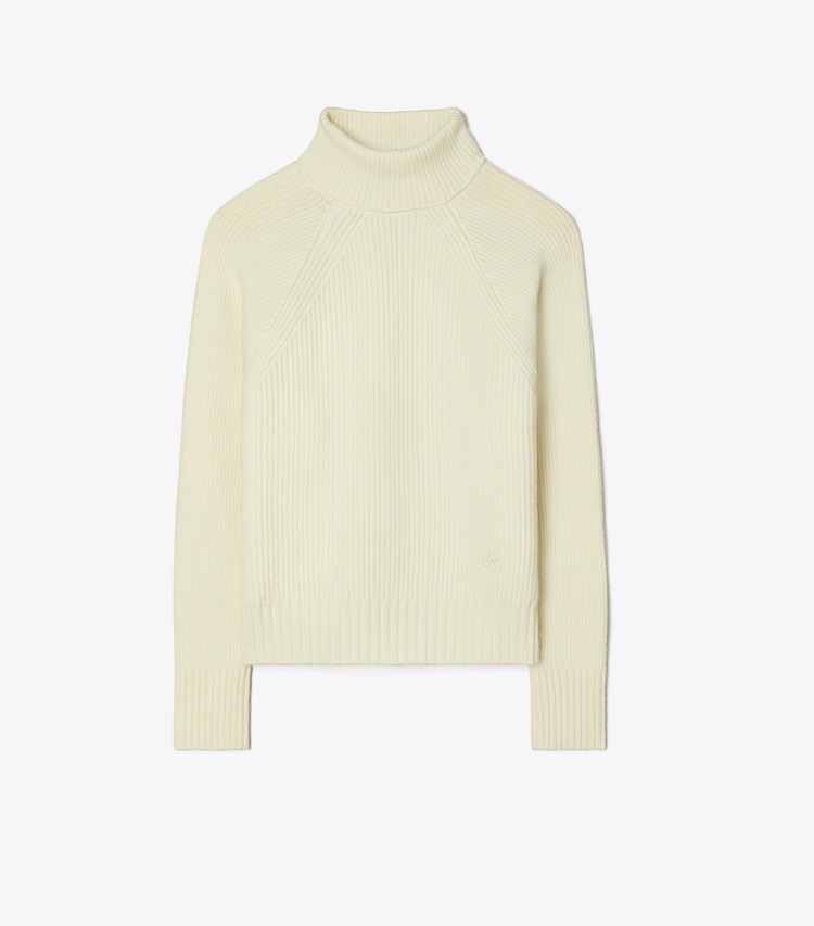Tory Sport designer sweaters Wool Turtleneck Sweater in NEW IVORY front