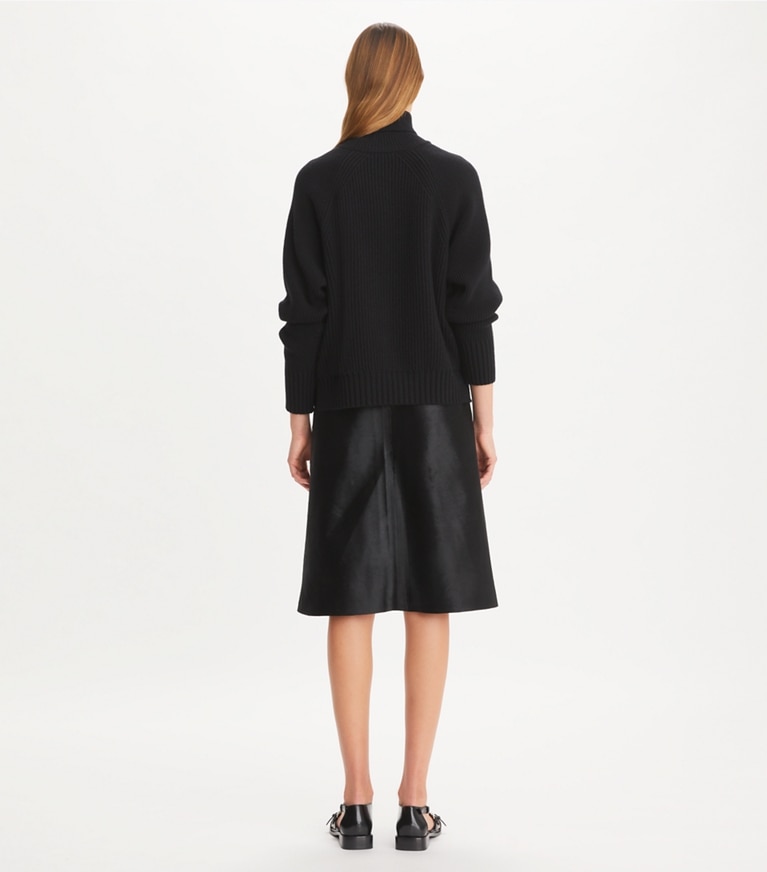 Tory Sport designer sweaters Wool Turtleneck Sweater in Black front