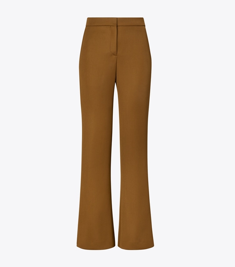 Tory Burch designer bottoms Wool Twill Pant in Mocha Chip front