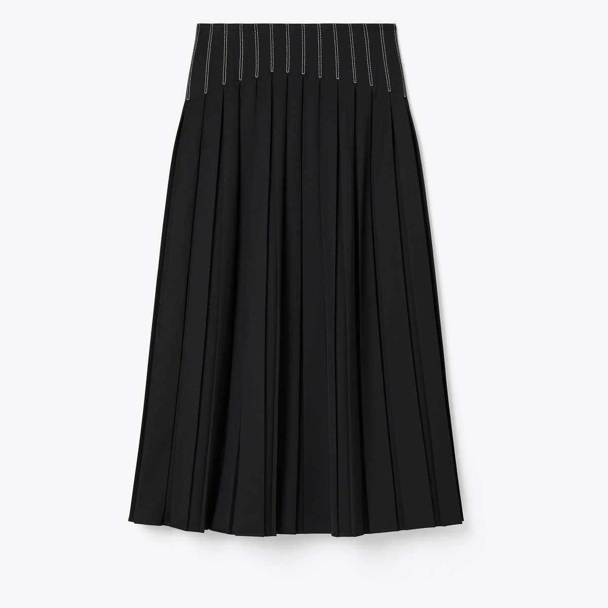WOOL TWILL PLEATED SKIRT