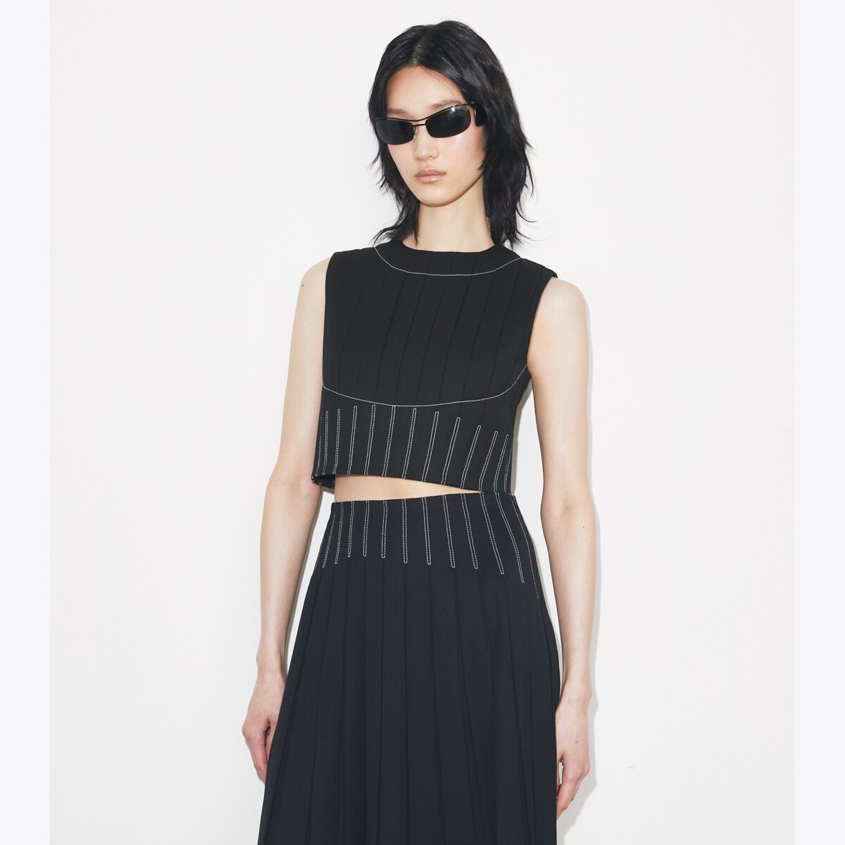 WOOL TWILL PLEATED TOP - thumbnail 2