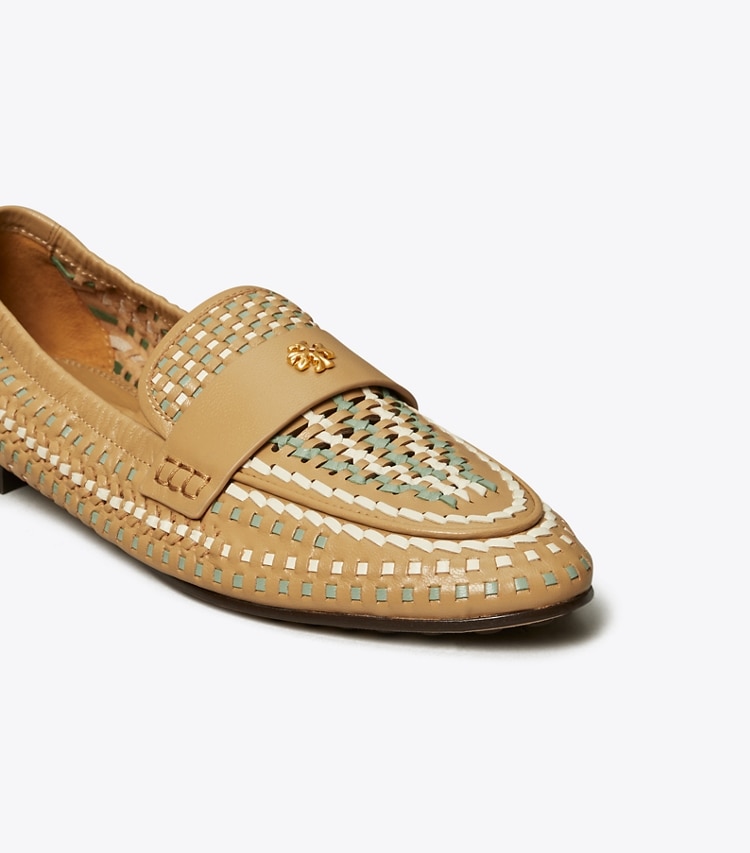 Tory Burch designer フラット ウーブン バレエ ローファー in GINGER SHORTBREAD / LT CM / SEA WIND ディテール