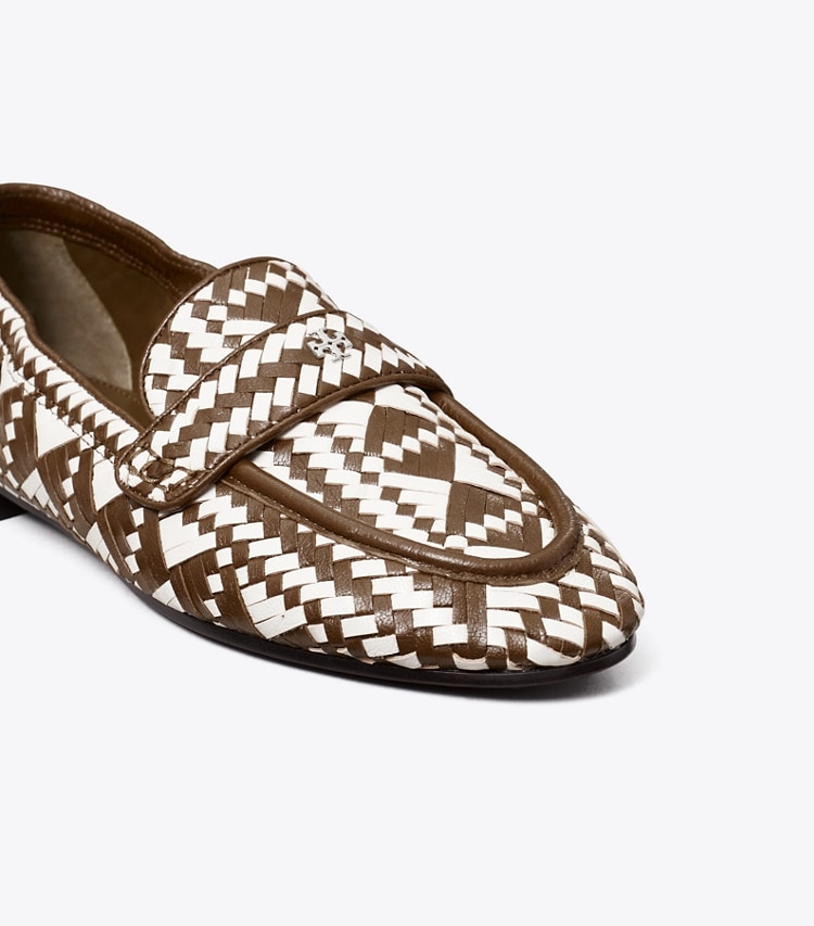 Tory Burch designer flats Woven Ballet Loafer in TOASTED SESAME / BIANCO detail