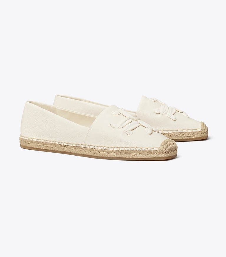 Tory Burch designer espadrilles Woven Double T Aline Espadrille in New Ivory angle