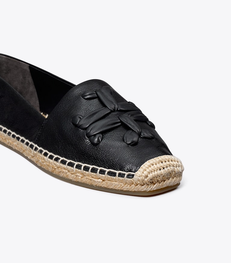 Tory Burch designer espadrilles Woven Double T Aline Espadrille in Perfect Black angle