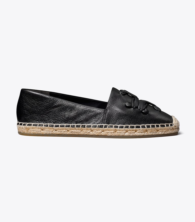 Tory Burch designer espadrilles Woven Double T Aline Espadrille in Perfect Black angle