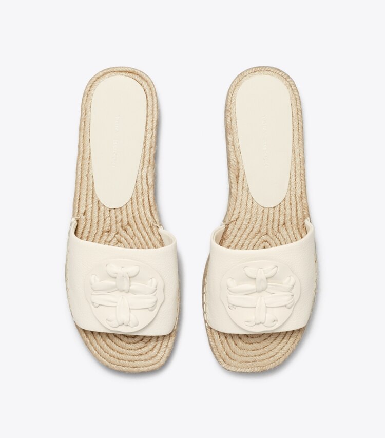 Tory Burch designer espadrilles Woven Double T Espadrille Slide in New Ivory  overhead