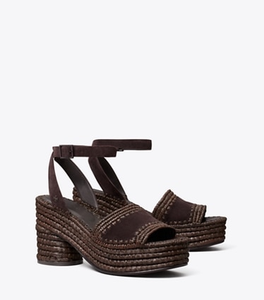 Tory Burch designer sandals Woven Platform Sandal in COCO angle