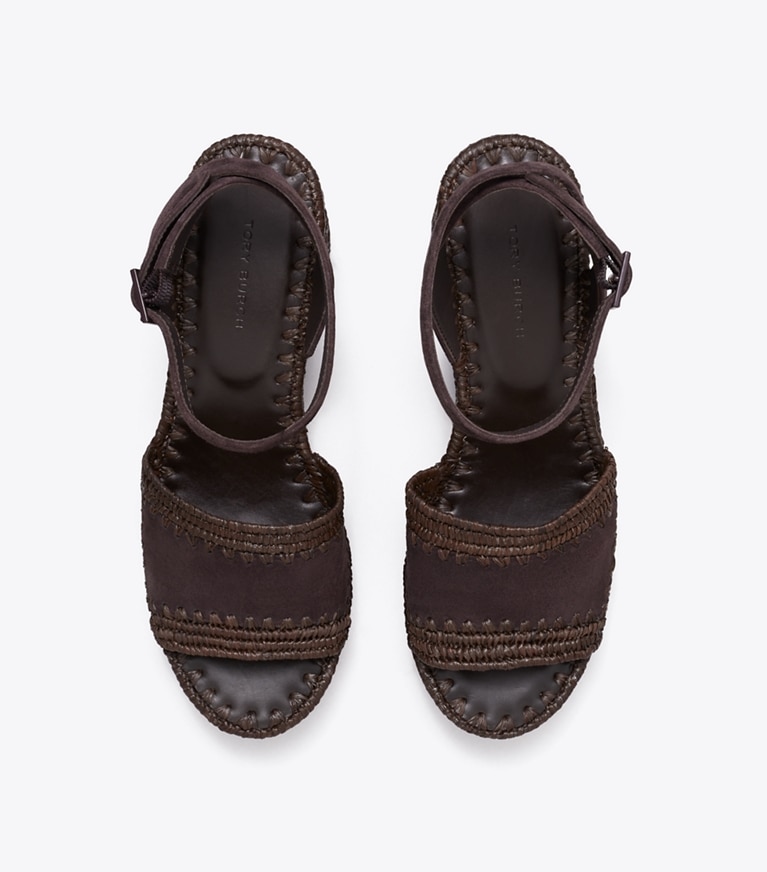 Tory Burch designer sandals Woven Platform Sandal in COCO overhead