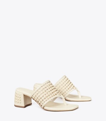 Block T Heel Shearling Mule : Women's Designer Sandals | Tory Burch