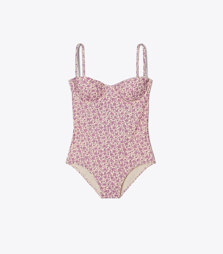 Woven Underwire One-Piece Swimsuit: Women's Designer One Pieces | Tory Burch