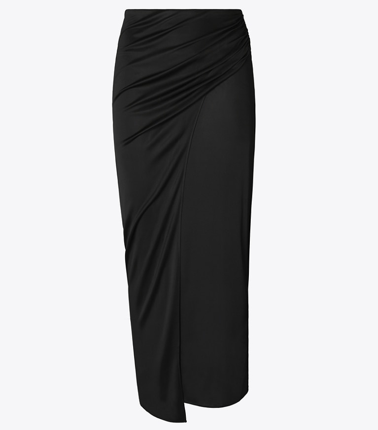 Tory Burch designer bottoms Wrap Jersey Skirt in Black front