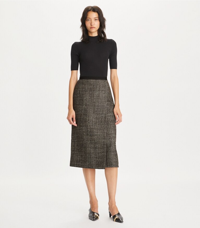 Wrapped Tweed Skirt: Women's Designer Bottoms | Tory Burch