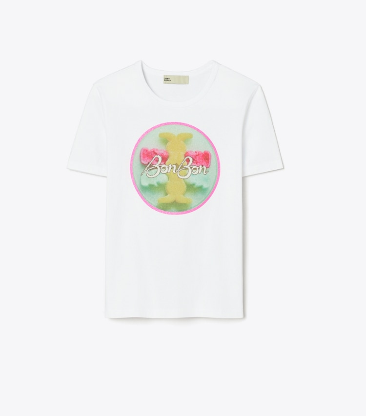 Tory Burch designer oberteile x BonBon Candy Logo T-Shirt in Pastel BonBon Sugar Tee front