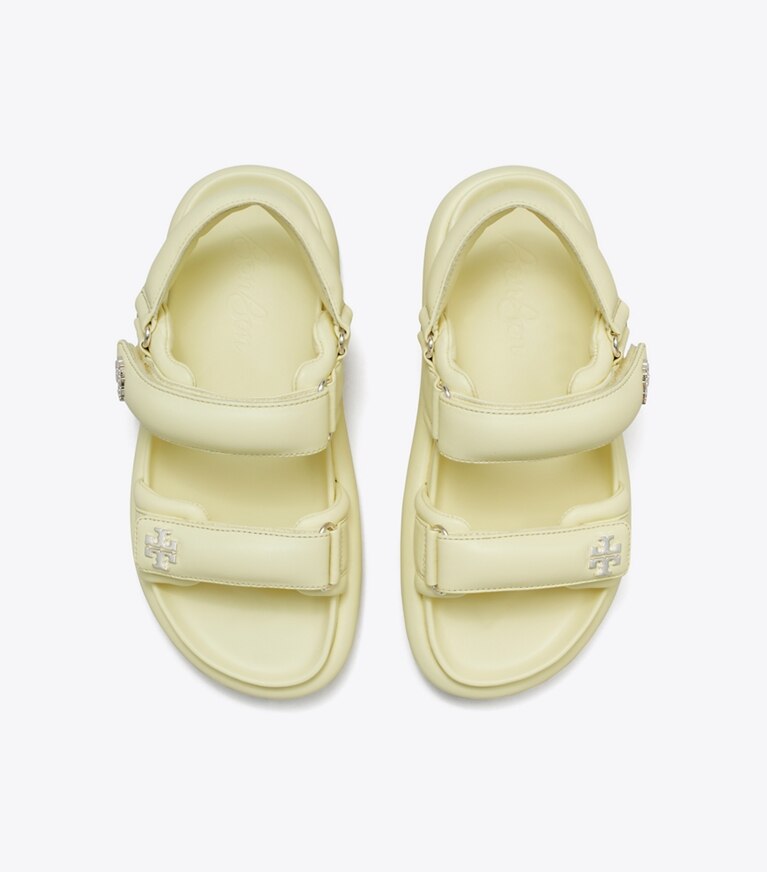 Tory Burch designer sandalen x BonBon Gepolsterte Kira Sport Sandale in BANANA MARSHMALLOW angle