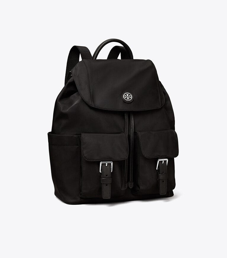 Tory Burch designer zaino Zaino in nylon con pattina in Black angle